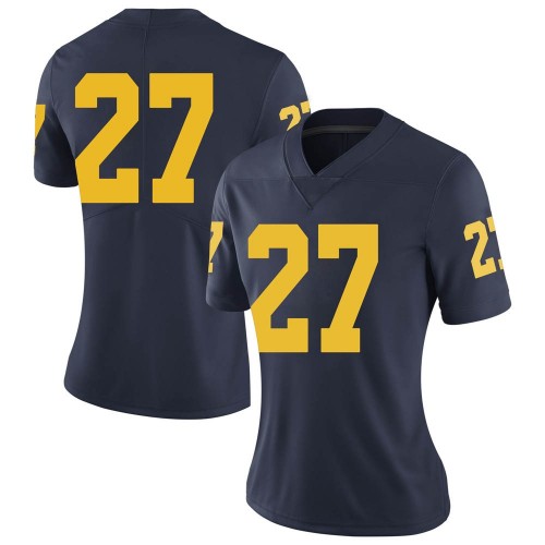 Hunter Reynolds Michigan Wolverines Women's NCAA #27 Navy Limited Brand Jordan College Stitched Football Jersey KQX8054NX